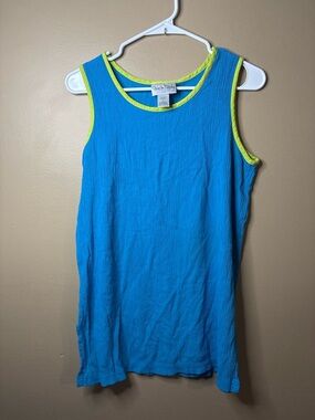 Diane Von Furstenberg Bright Turquoise Tank with Lime Trim